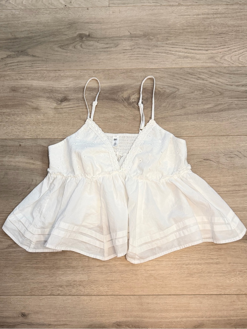BP. White Eyelet Peplum Cami